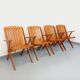 Set of 4 vintage garden chairs made of beech wood from the 1960s.
