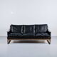 Scandinavian 3-seater sofa in leather and rosewood from the 60s