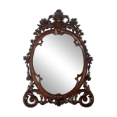 Miroir 19e siècle bois finement sculpté à poser ou supendre 65x47 cm D302