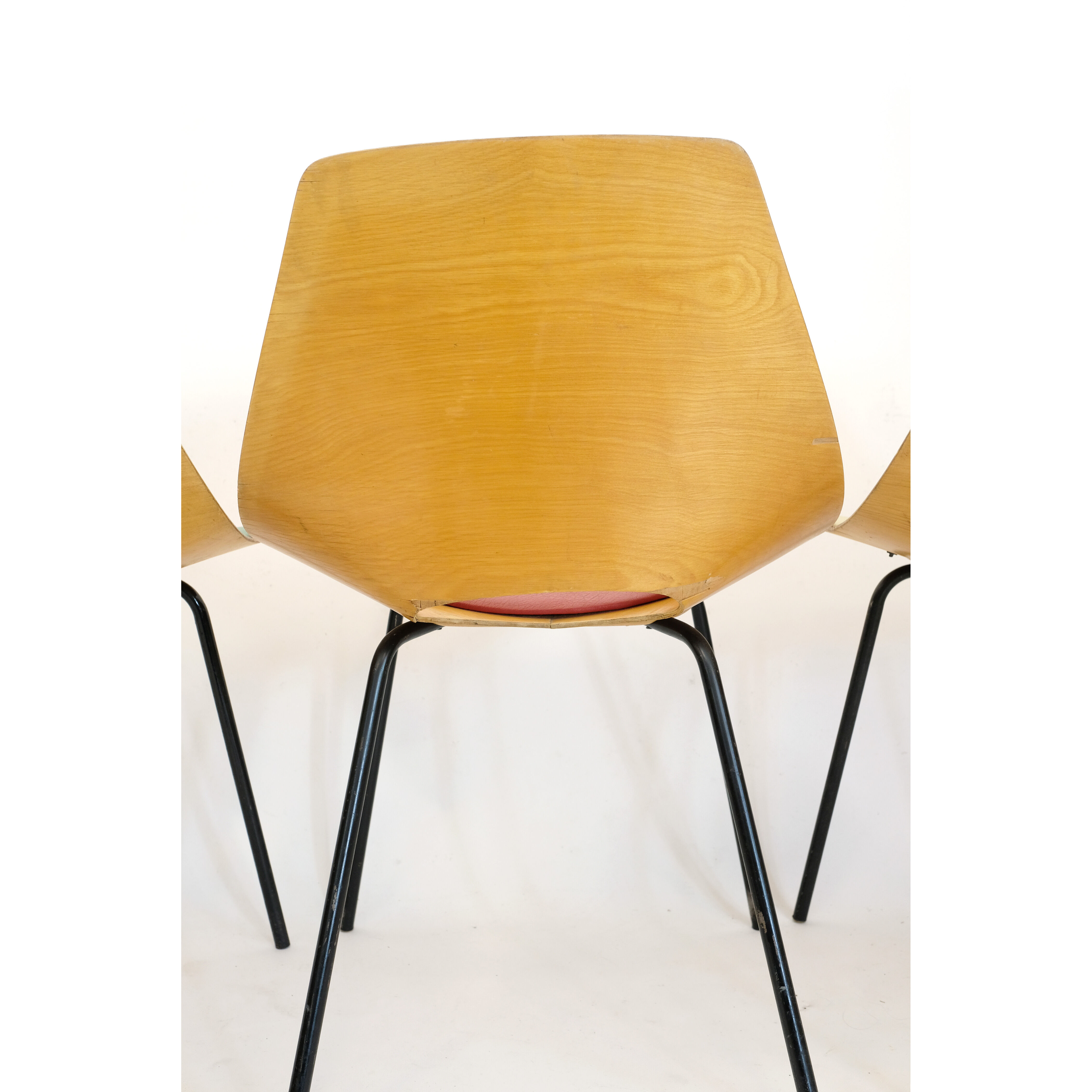 Pierre Guariche set of 6 Tonneau chairs, Steiner, 1960.