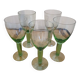 5 large green stemmed glasses