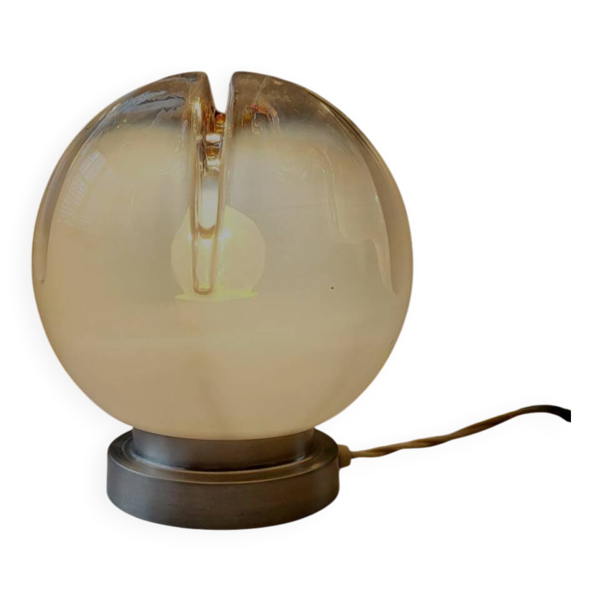 Vintage Murano table lamp with Mazzega lamp in glaze and silvered glass.