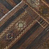 6x9 Brown Grenn Handmade Persian Kilim Rug, 187x286Cm