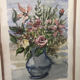 Original watercolor painting monfranc bouquet of flowers + gilded wood frame #a222