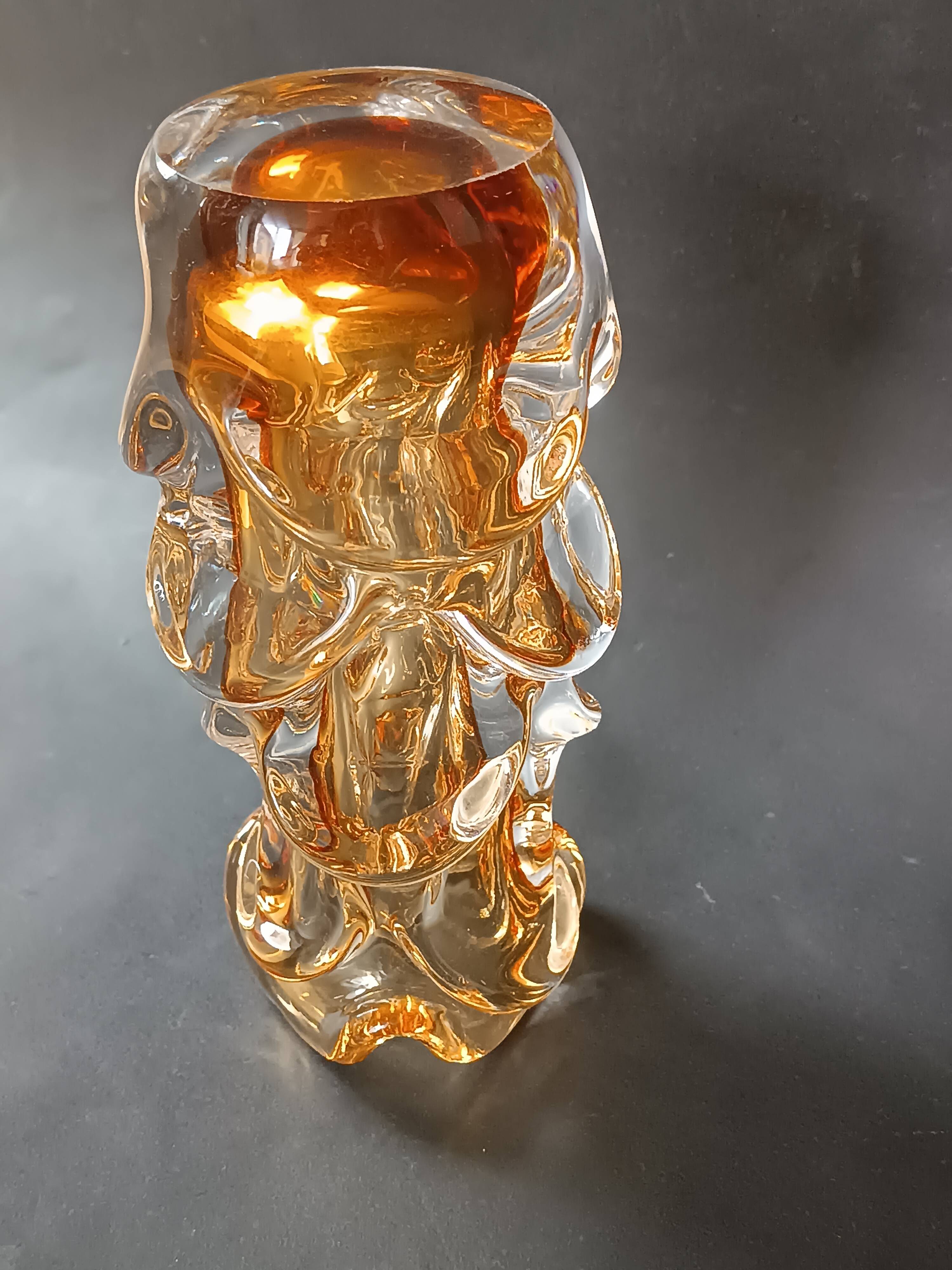 Amber glass vase design Jan Beranek vintage