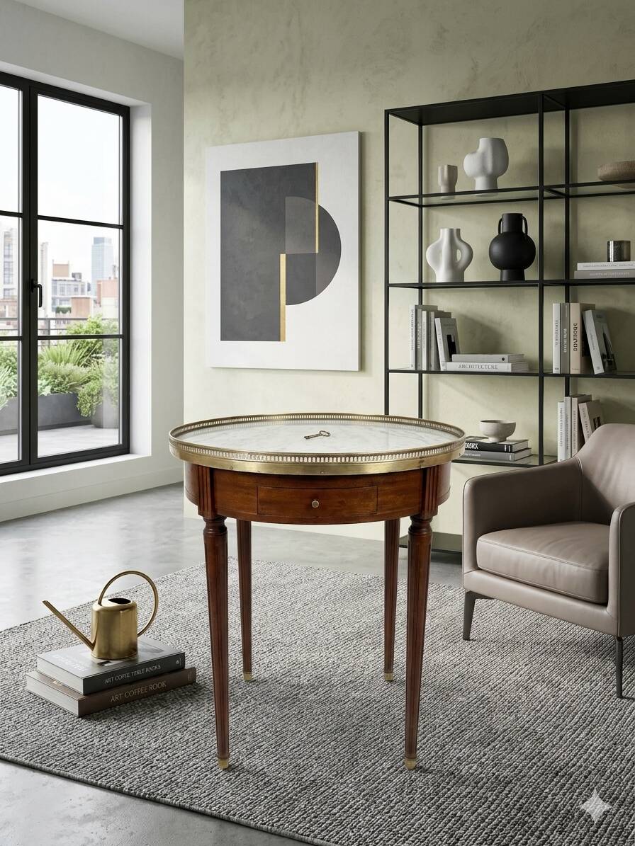 Louis XVI style bouillotte table in mahogany