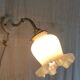 Swan neck wall light in brass, porcelain and opaline - mid 20th century.