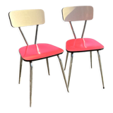Red and cream Formica kitchen chairs