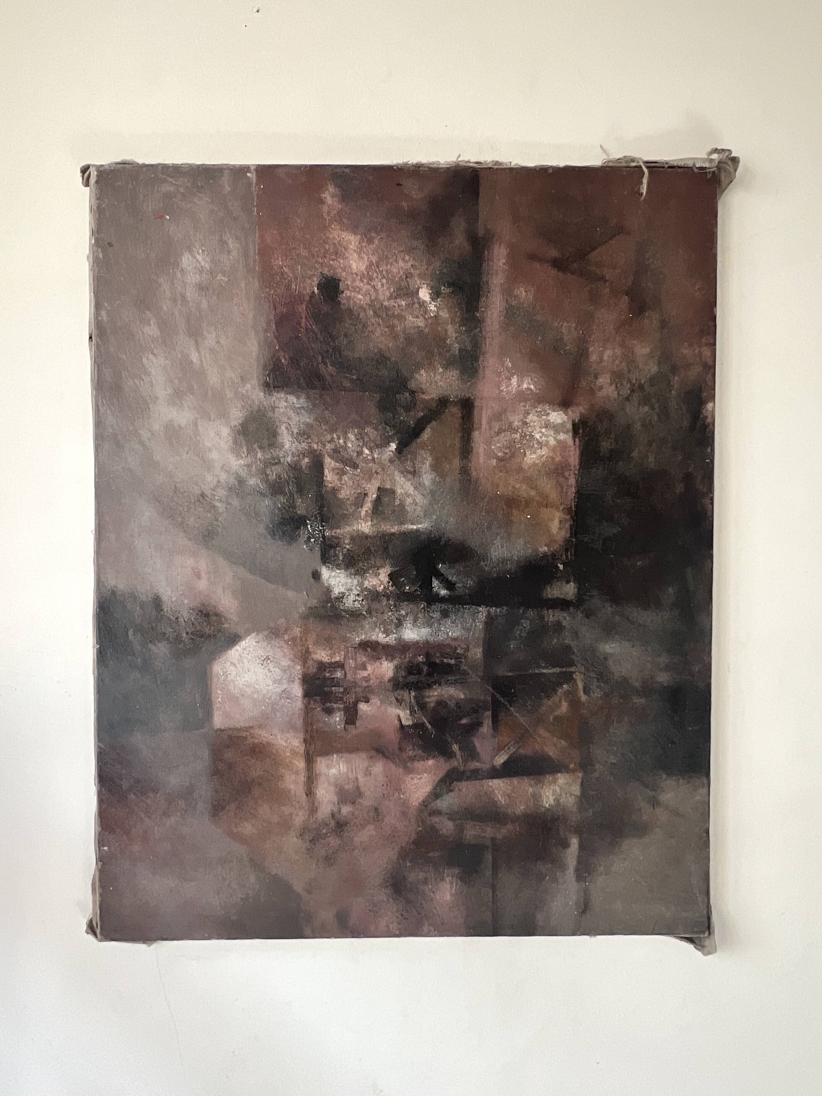 Contemporary abstract and textured tableau, painting on canvas 20th century.
