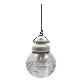 Porcelain lamp with a glass shade