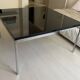 Square black lacquered coffee table designed by Tobia Scarpa for Knoll.