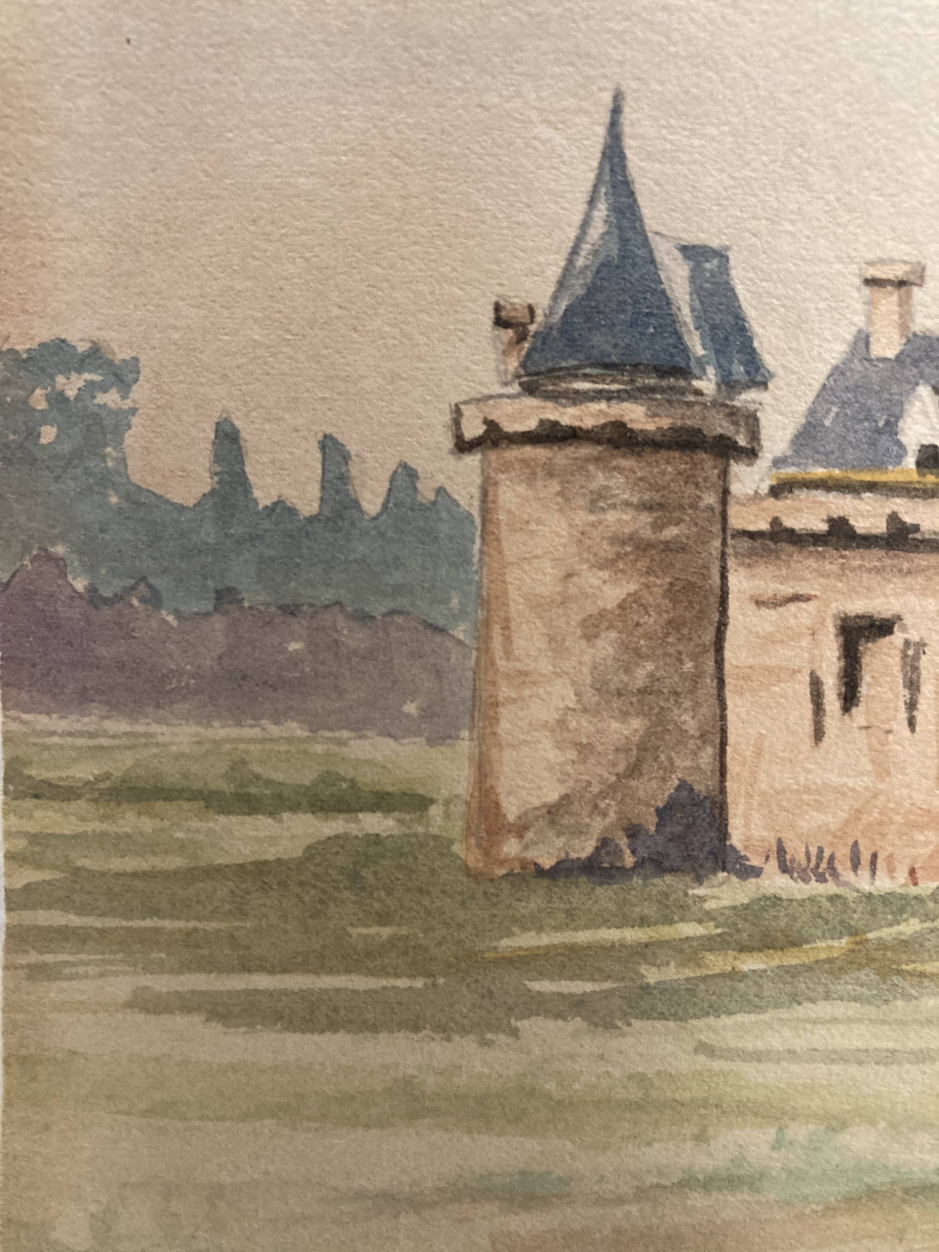 Double-sided watercolor castle landscape