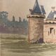 Double-sided watercolor castle landscape