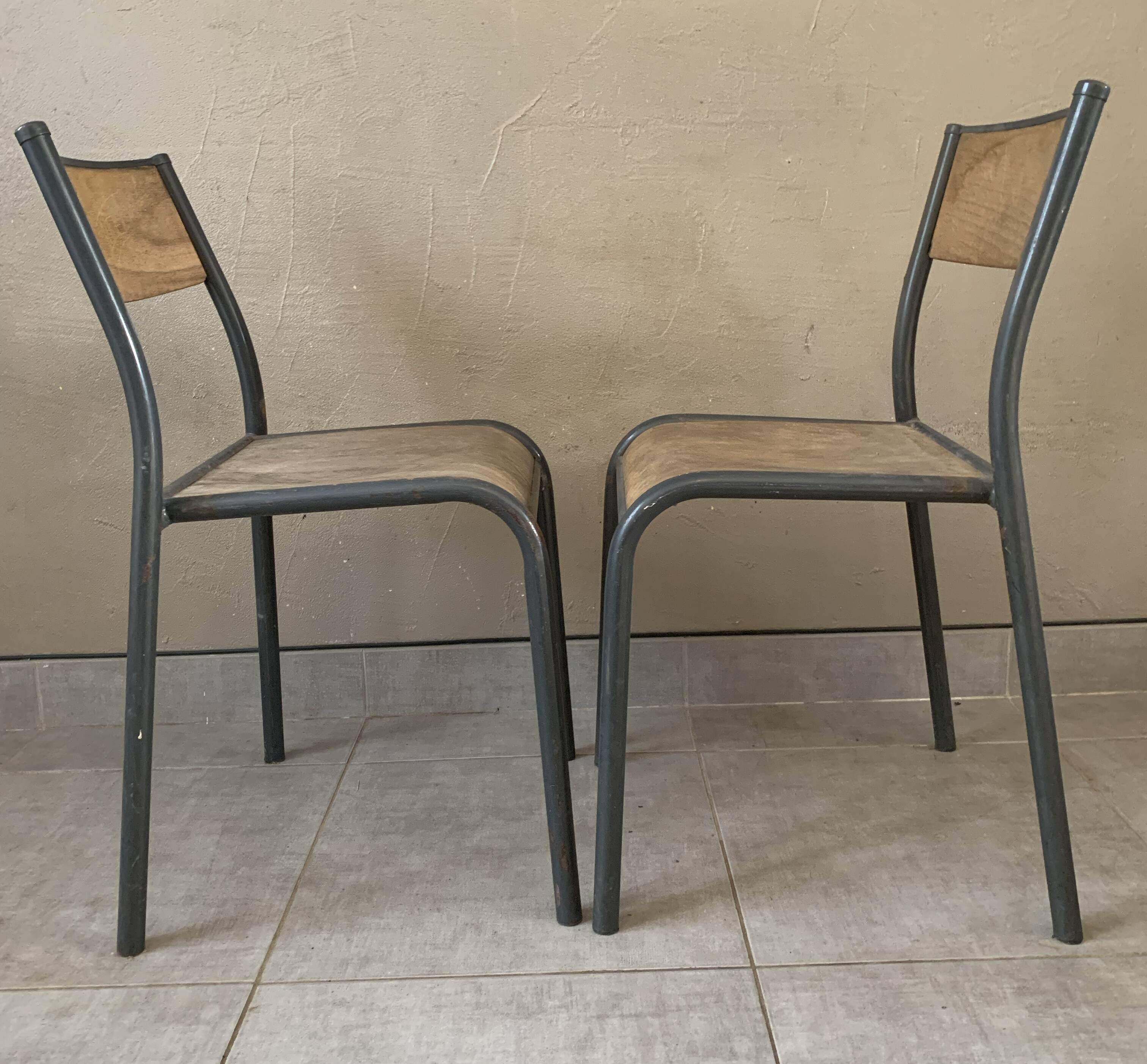 Set de 2 chaises d'école vintage Mullca 510