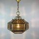 Suspension en cristal hexagonal diamanté en laiton doré, Italie, années 1960