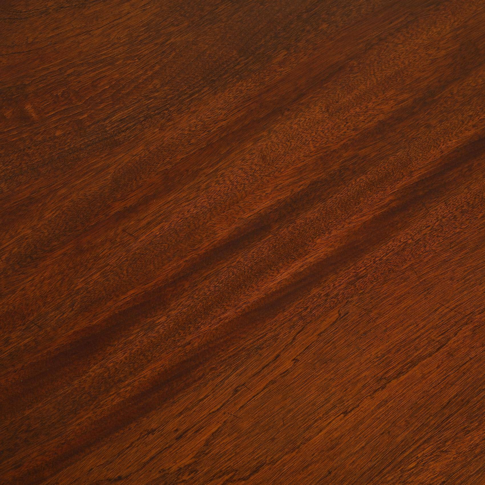 Mahogany dining table and benches, mountain work, France circa 1960