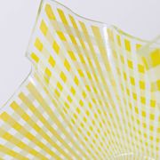 Pair of "Gingham" Chance Brothers cups with yellow checkered pattern and wavy edges.
