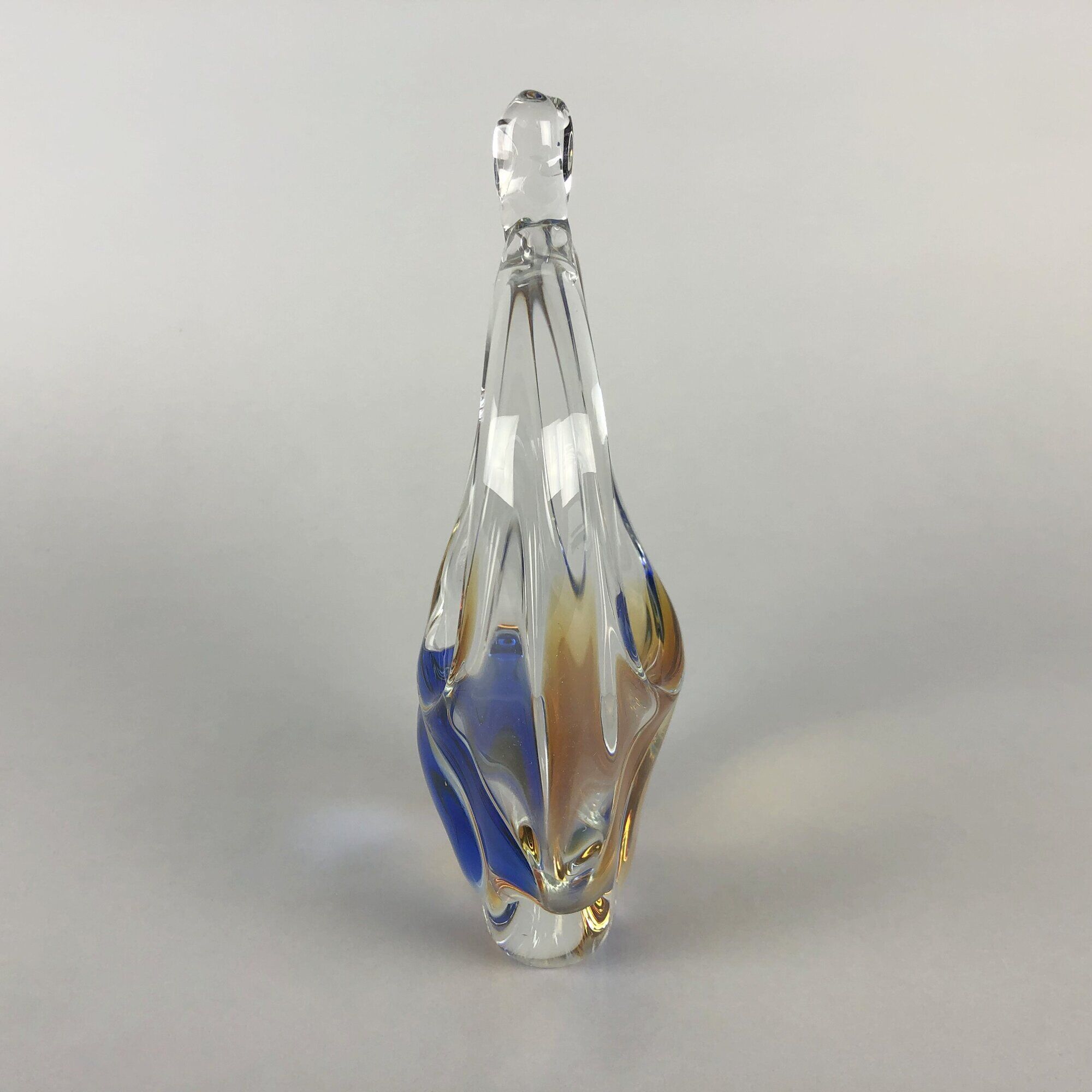 Art Glass Basket by O. Lipa and L. Metelak,  Moser, Czechoslovakia, 1970's