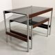 Lot de 2 tables gigognes Fristho de design hollandais avec plateau en verre fumé, années 1960