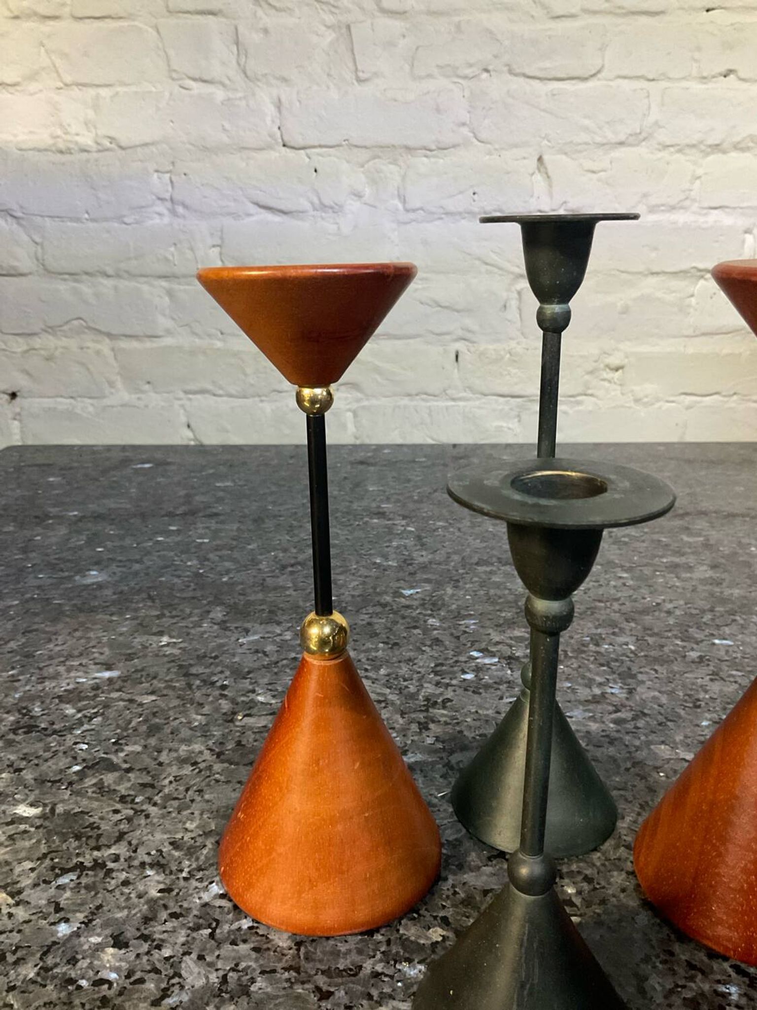 Série de 5 bougeoirs diabolo vintage