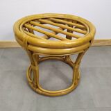 Vintage old rattan pouf
