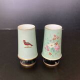 Paire De Vases Porcelaine De Paris XIXe Décor Fleurs