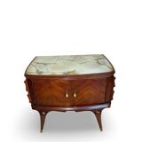 Tables de chevet plaquées en palissandre avec plateau en onyx vert