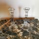 Pair of antique candle holders in transparent glass