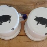 Set of 2 mugs metal enamelled 50s