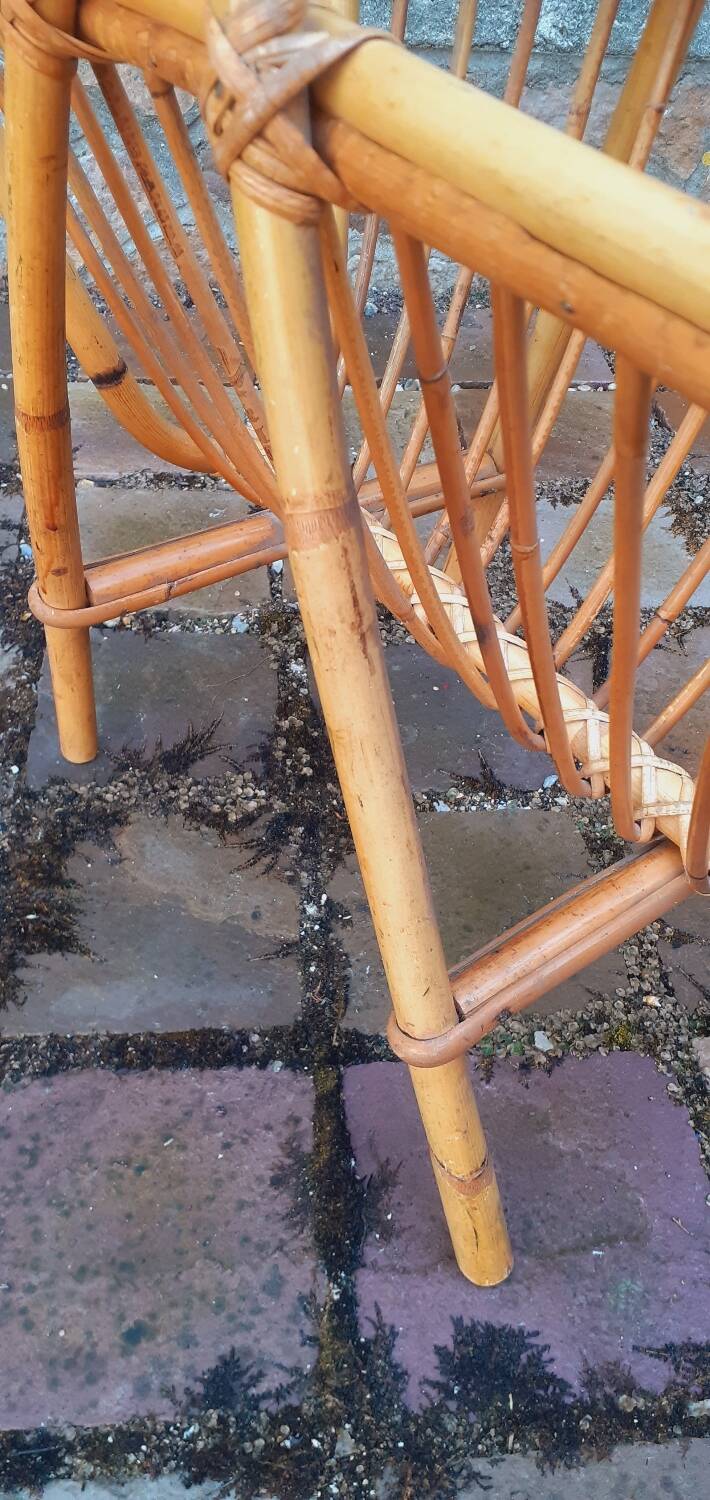 Vintage 1950s rattan magazine holder