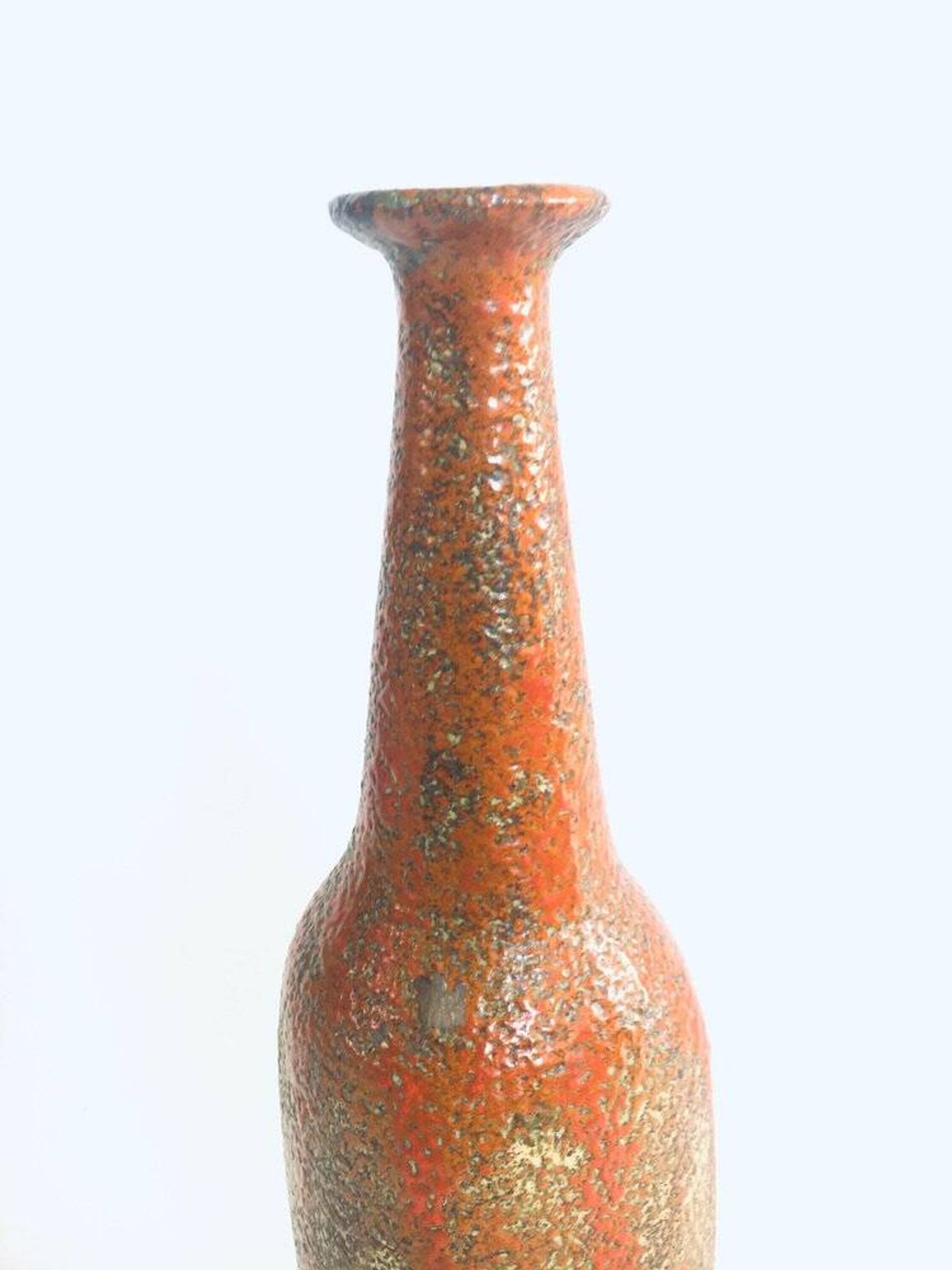 Mid-century Studio Pottery Tall Thick Glazed Vase, 1960s