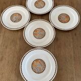 5 assiettes plates anciennes en faïence Sarreguemines