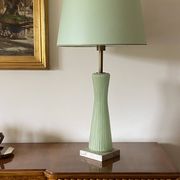 Mid-century modern green Murano glass Table lamp, Barovier & Toso style  Italy, 1940s