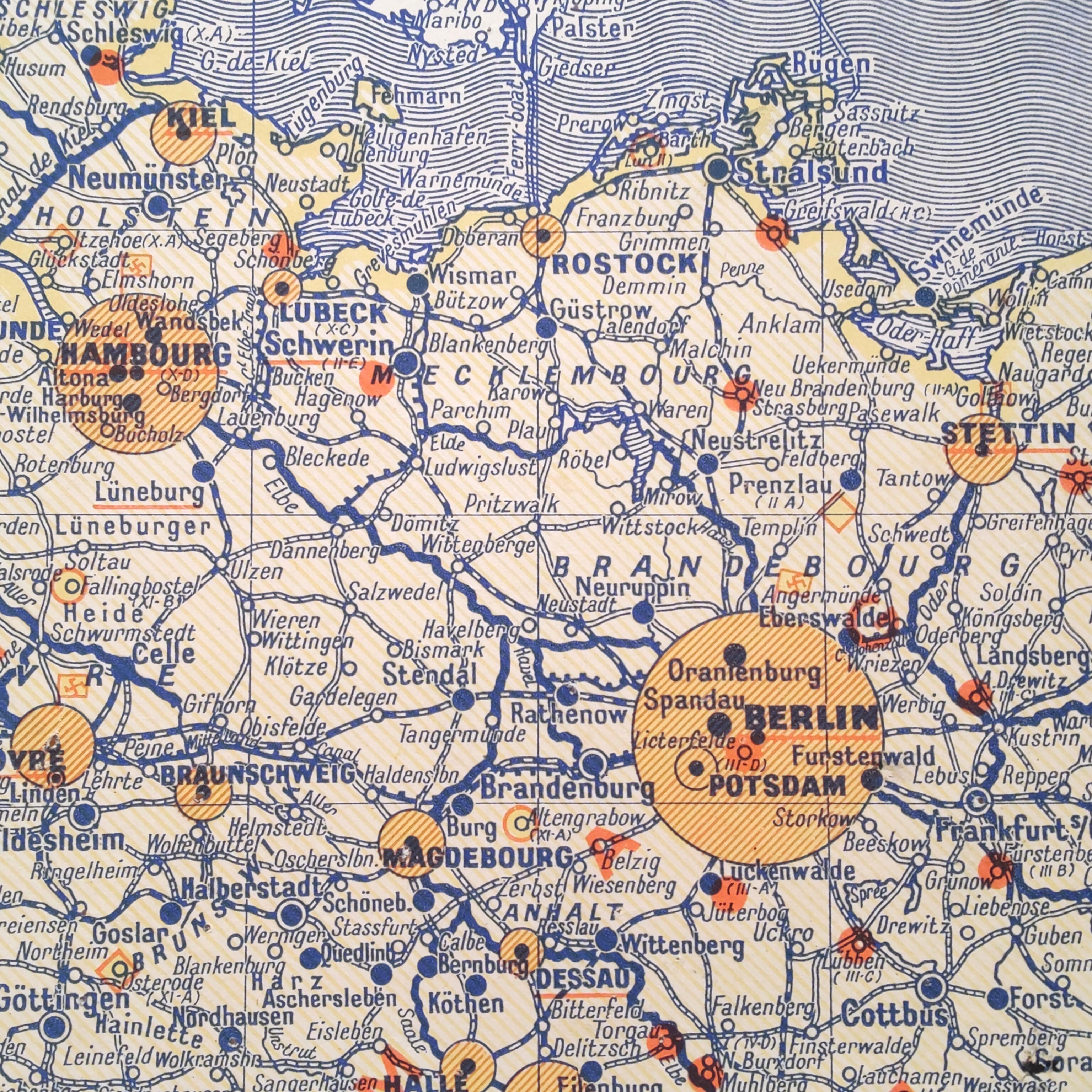 Map Germany and Europe 40s