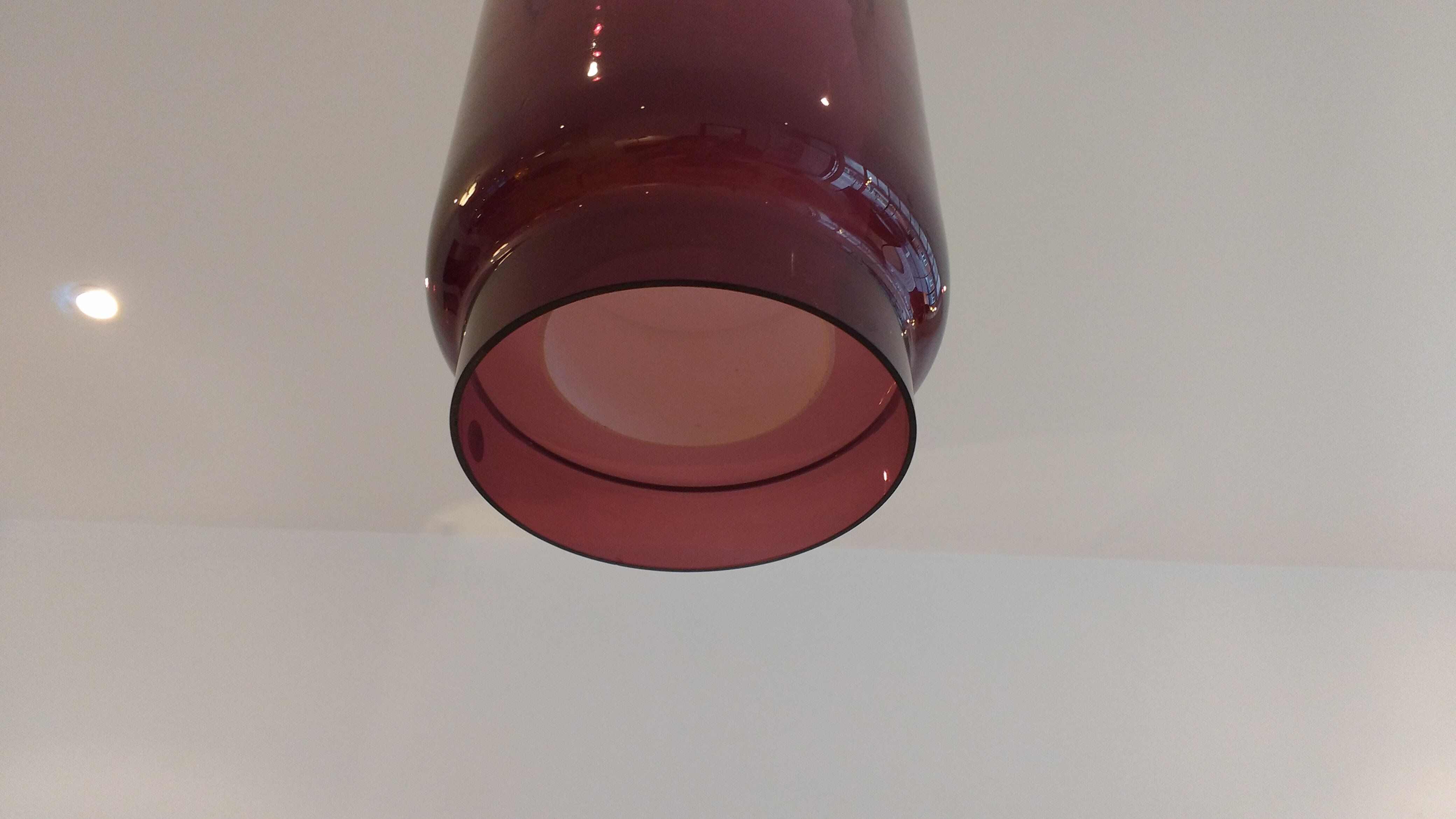 Two layered purple and white glass lamp