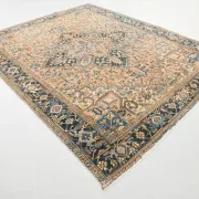 Navy Blue & Peach Oriental Persian Rug, Oriental Pattern Living Room Decor