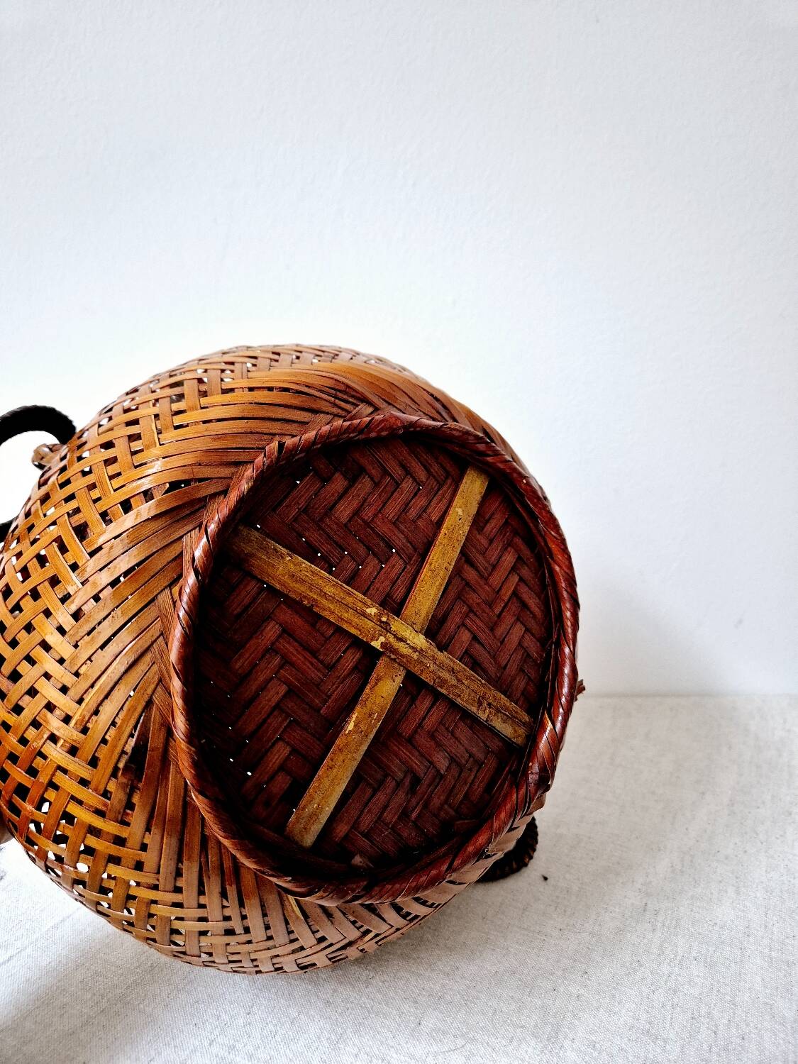 Japanese Style Bamboo/Rattan Woven Basket - Vintage