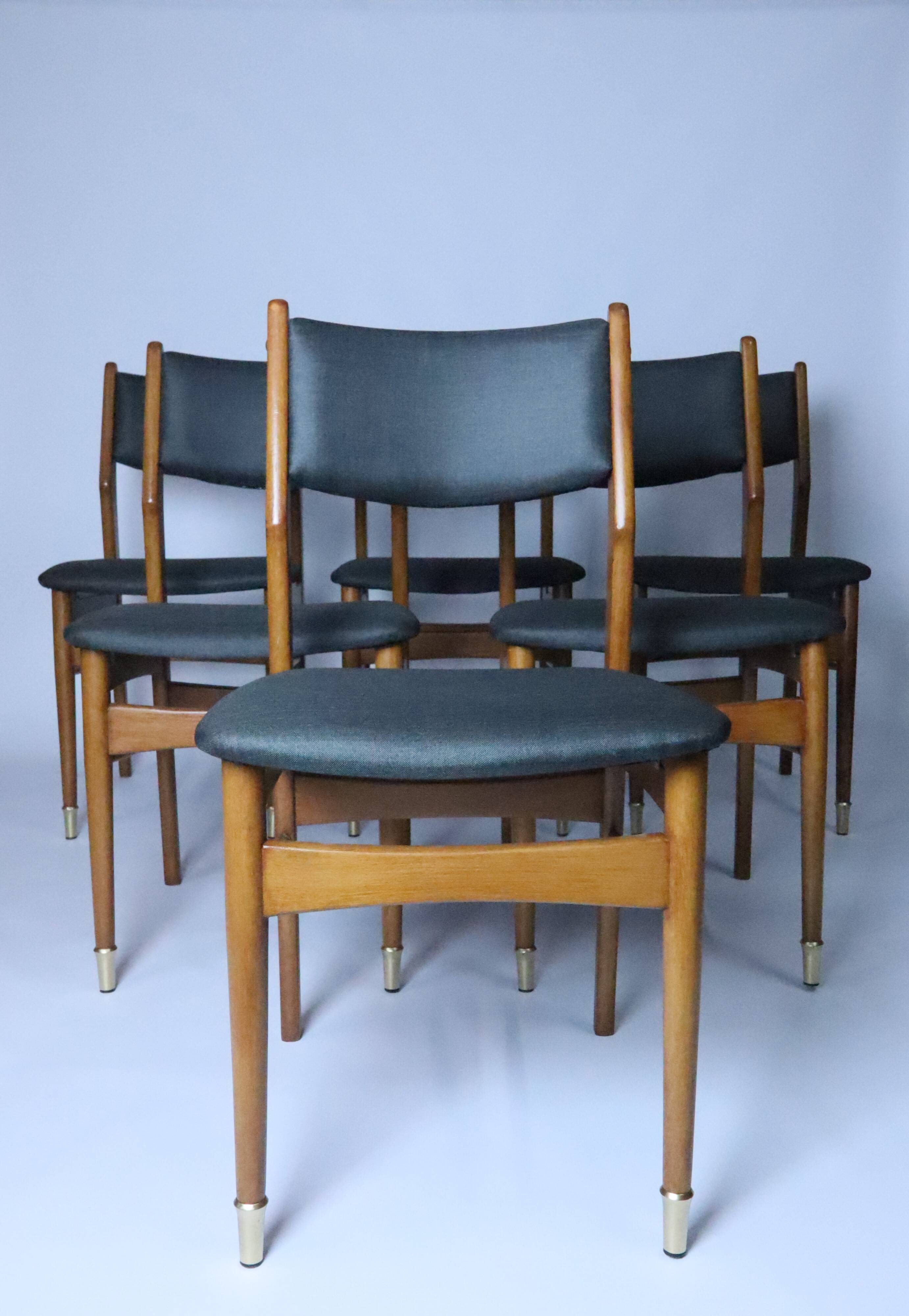 Lot de 6 chaises scandinaves pour salle à manger, tissu gris acier, facile d'entretien