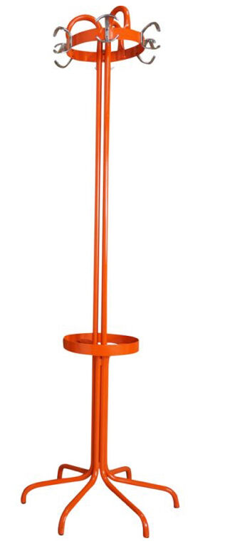 Vintage coat rack in orange lacquered metal