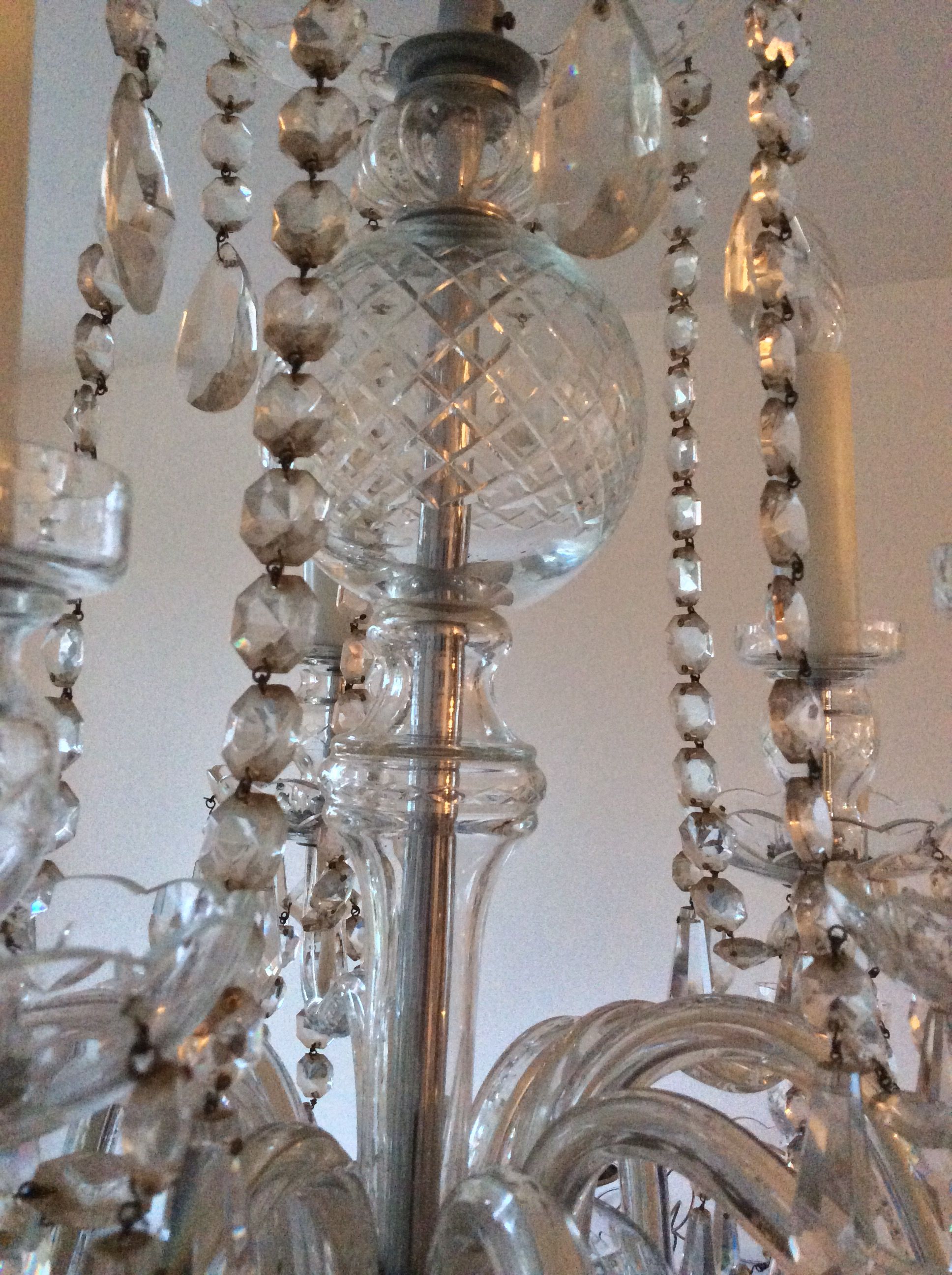 Old bohemian crystal chandelier for Deknudt