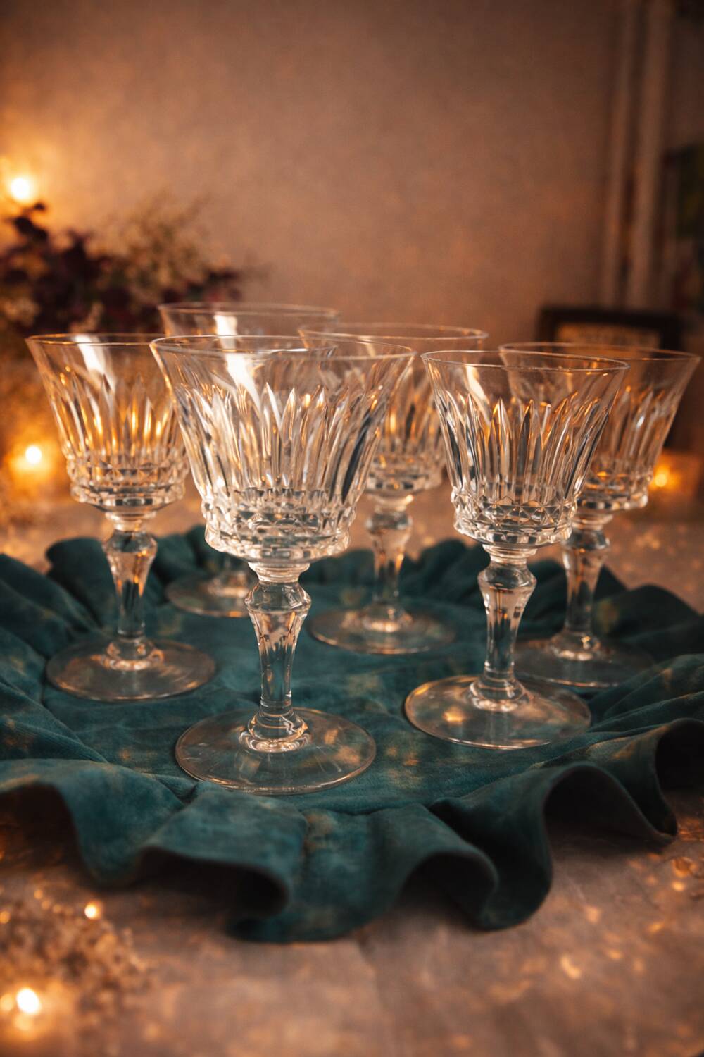 Baccarat – 6 Piccadilly cut crystal water glasses (H. 15 cm)
