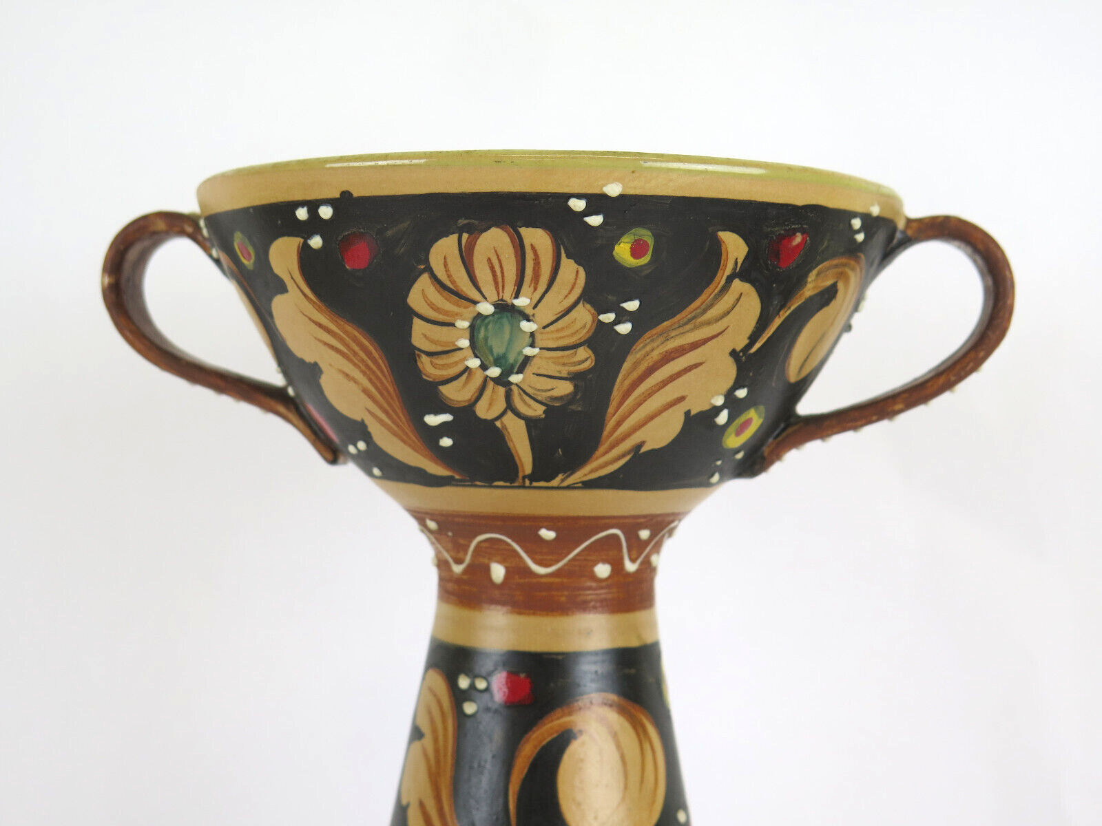 Deruta Santucci vase hand-painted terracotta signed numbered vintage Italy VA2