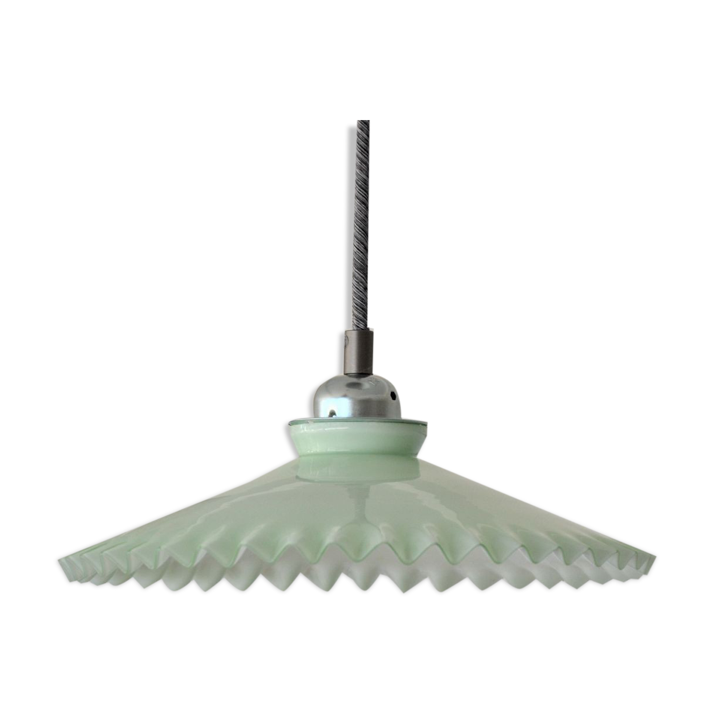 Vintage suspension in opaline scalloped mint color with water