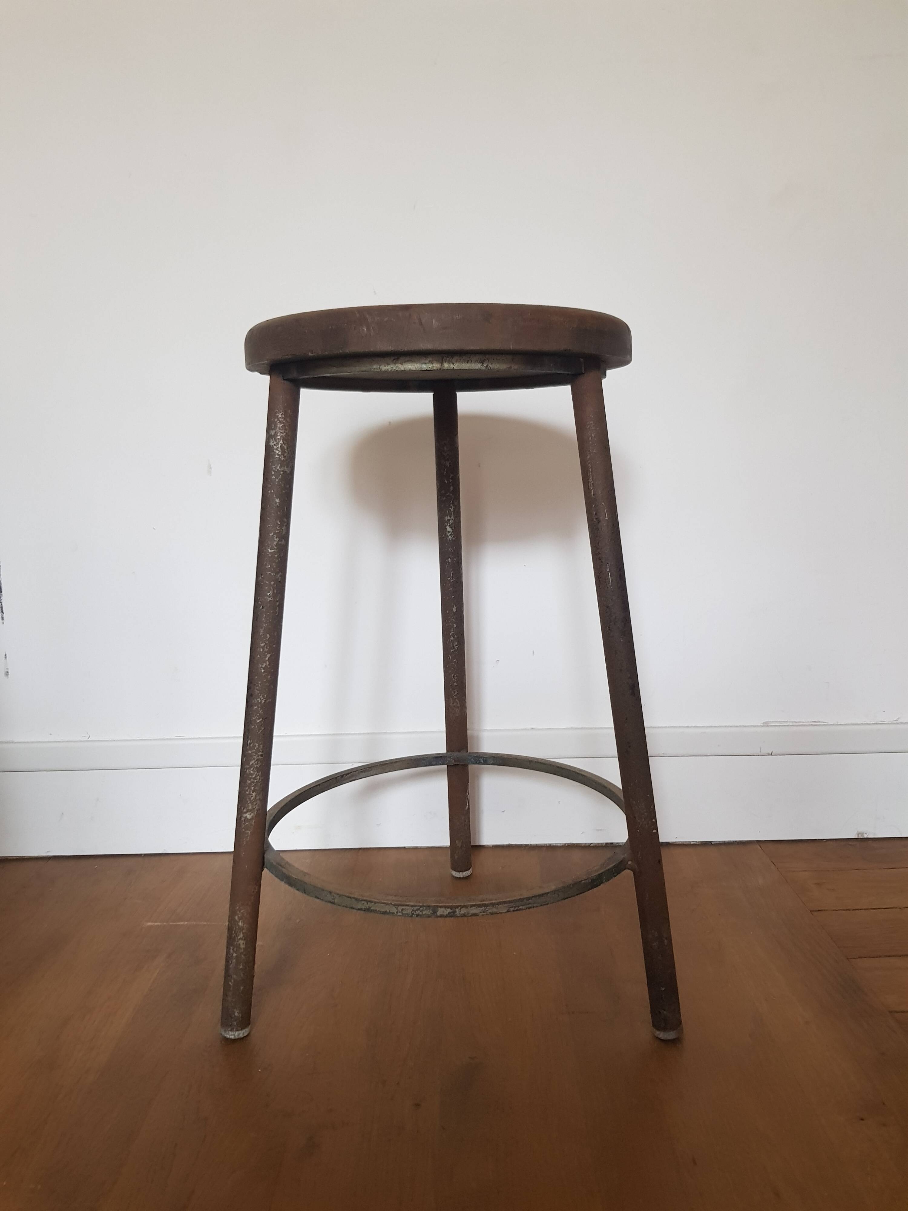 Vintage industrial tripod stool
