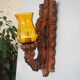 Applique en bois et globe tulipe en verre