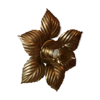 Wall ceiling light gold metal flower masca italy 1970