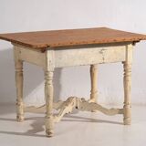 Table ancienne en bois massif blanc (France, vers 1900)