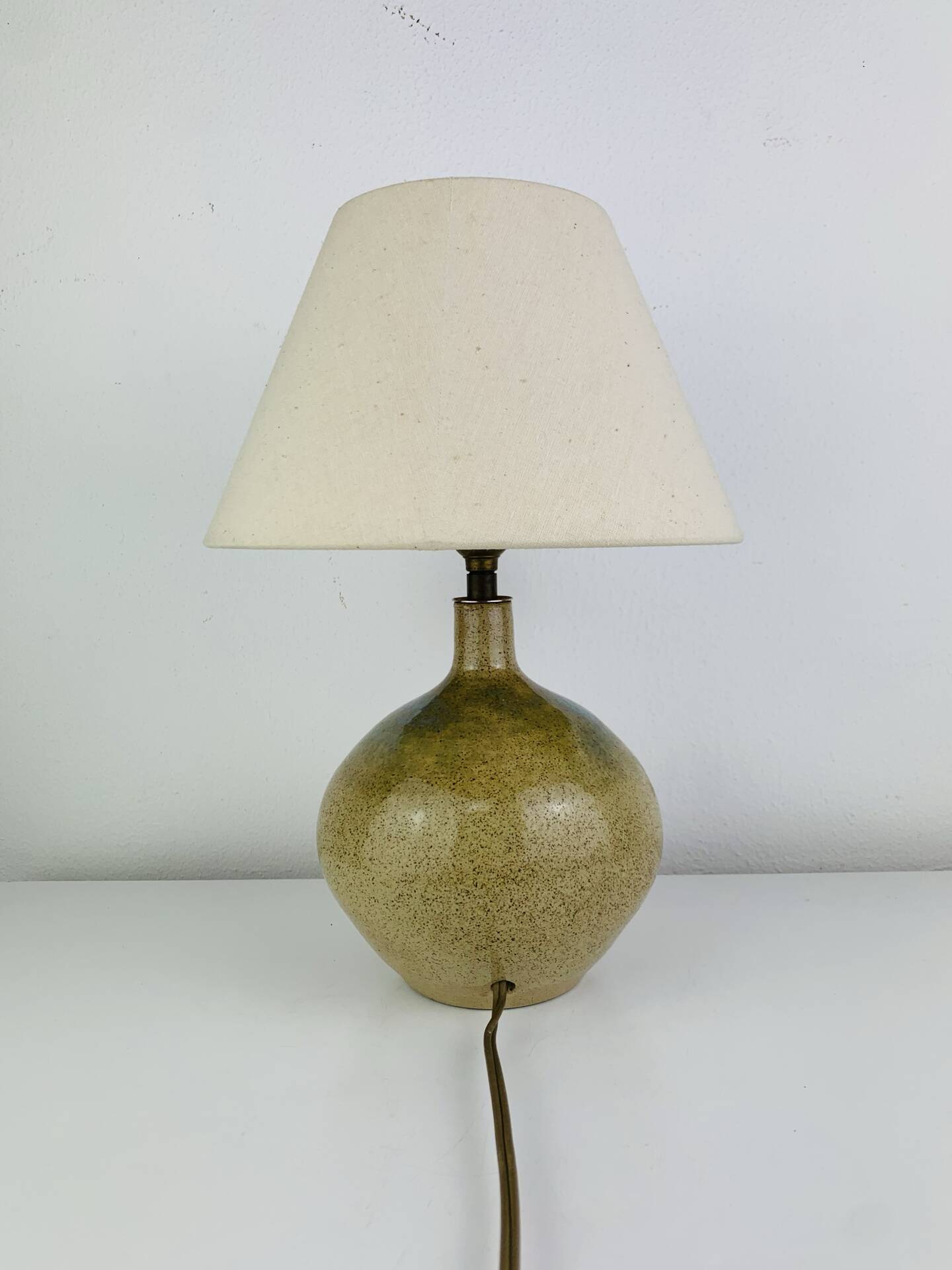 Vintage stoneware globe lamp