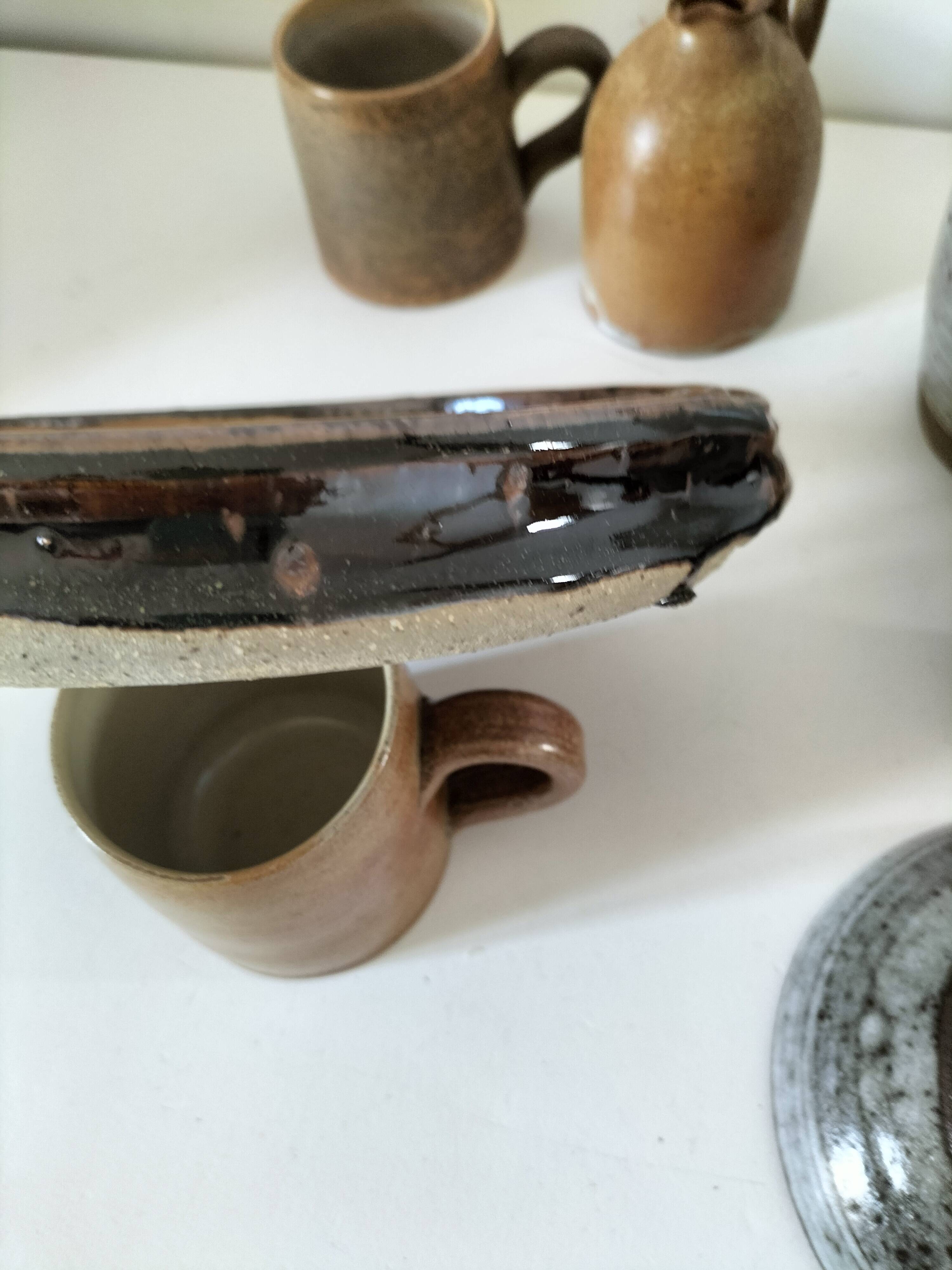 Stoneware service Puisaye – breakfast set - 7 pieces