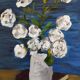 Peinture à l'huile vintage française de fleurs signée EC